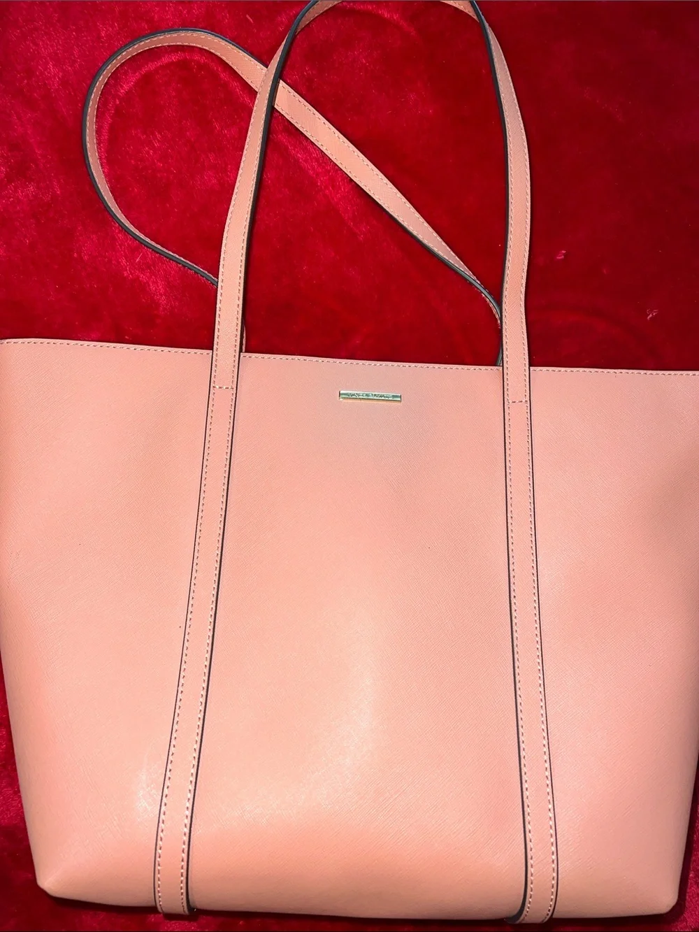 Vince Camuto Blush Pink Saffiano Tote with Gold Logo